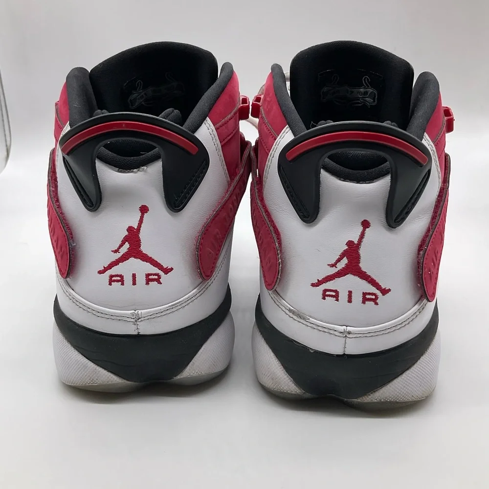 NIKE JORDAN 6 RINGS WHITE BLACK CARMINE RED‎ BASKETBALL SNEAKERS